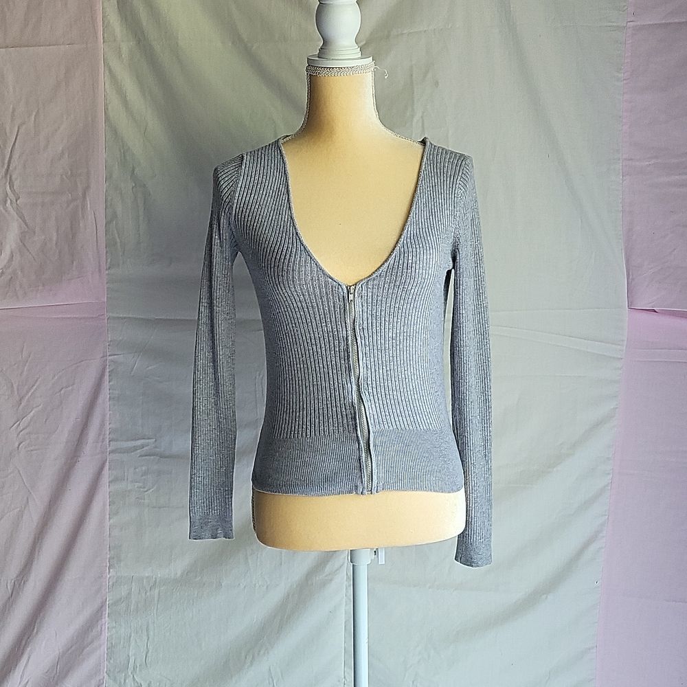 Divided Gray Ribbed Cardigan Sweater